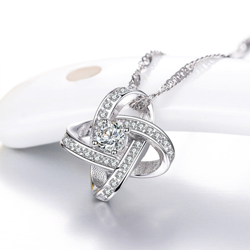 925 Sterling Silver Necklace For Women Forever Heart AAA Zircon Mosaic Necklaces & Pendants Gift - Aureate Aura