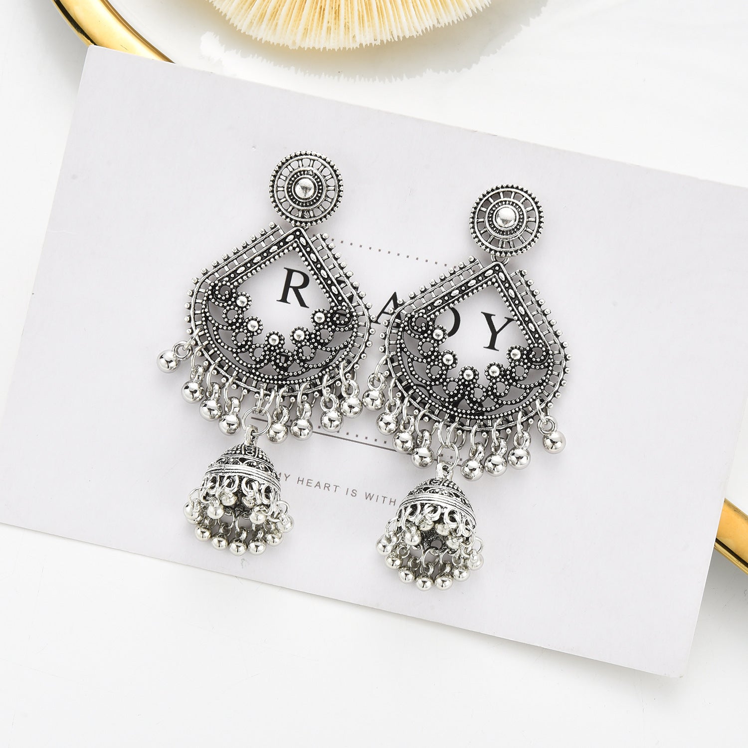 Bell Tassel Earrings Diamond Lens Earrings Vintage Earrings Bell Earrings Earrings - Aureate Aura