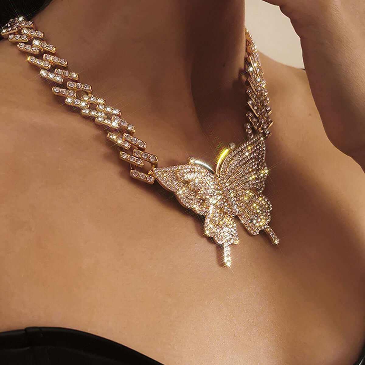 Hip-hop Full Diamond Cuban Buckle Chain Necklace - Aureate Aura