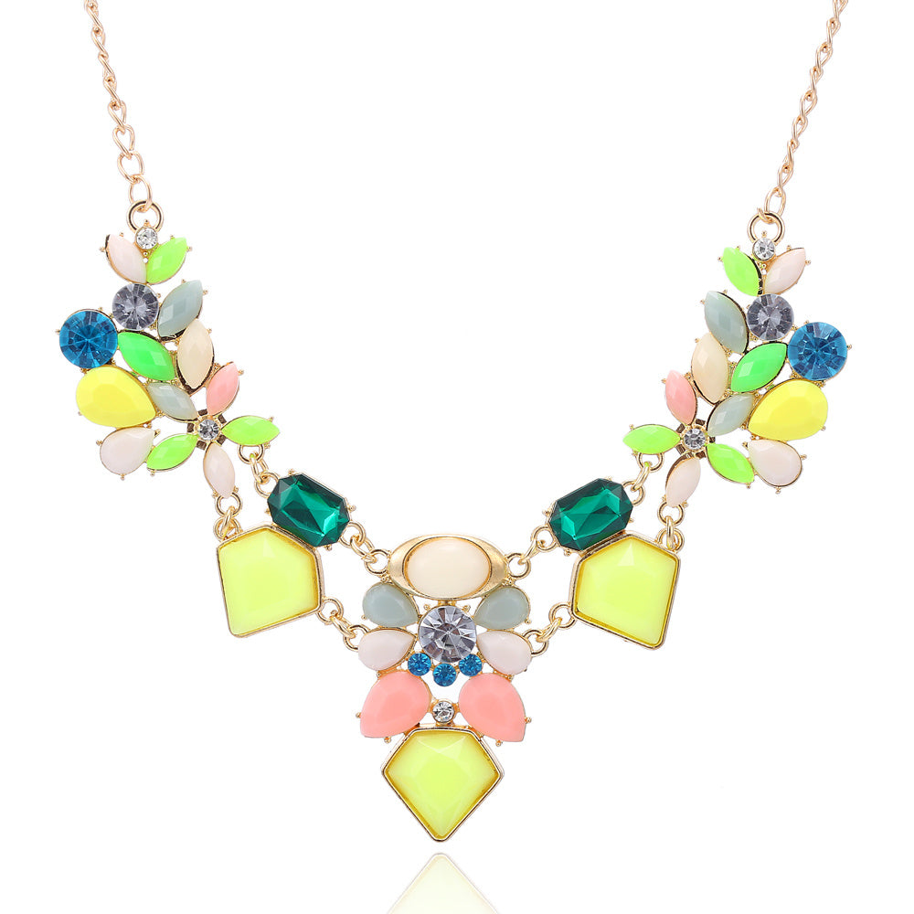New Arrival Resin Fashion Colorful Cute Charm Gem Flower Choker Necklaces & Pendants Fashion Jewelry Woman Gift Summer style - Aureate Aura