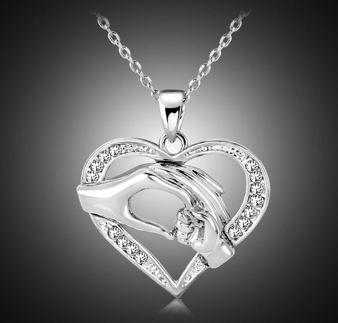 Mens 3 colors Black Chain Love Heart Necklaces for Couples Korean Ladies crystal jewelry new girls women Pendants Model - Aureate Aura