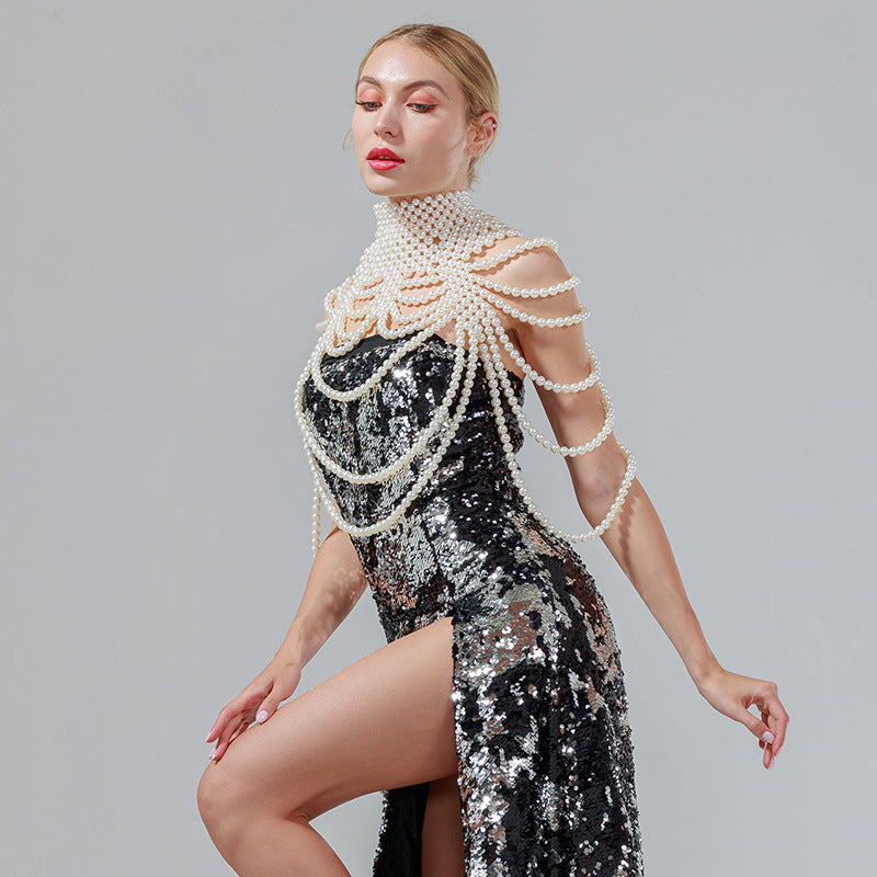 Pearl Necklace Handmade Beaded Light Luxury Dress Jewelry - Aureate Aura