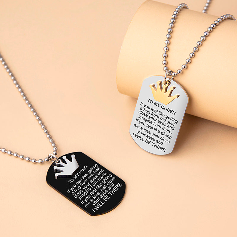 Crown Charms Couple Necklace To My King Queen Inspirational Pendants Necklaces Stainless Steel Jewelry - Aureate Aura