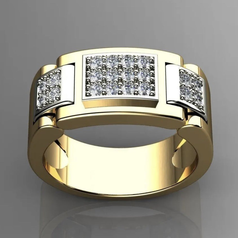 Fashion Rectangular Full Diamond Men's Rings
