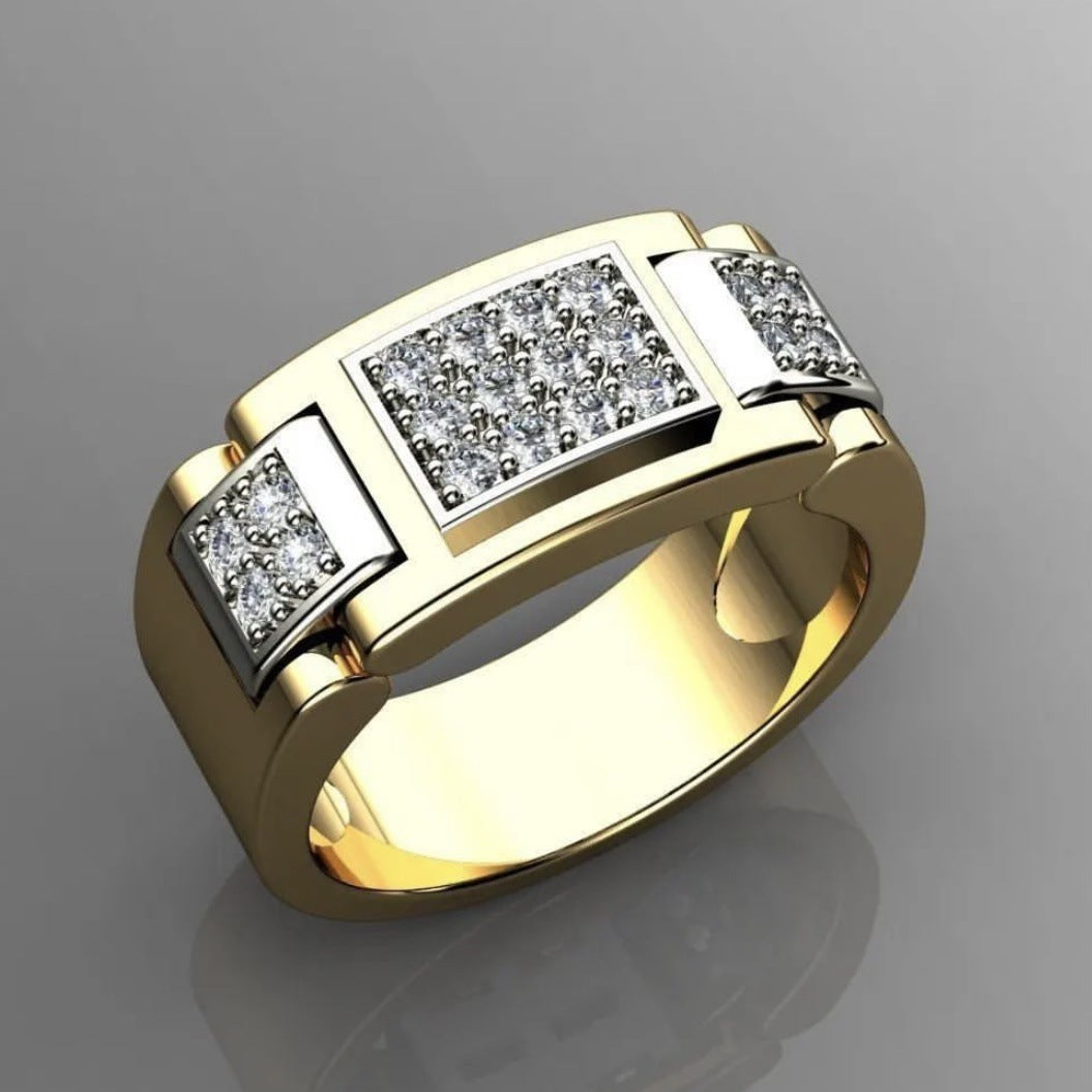 Fashion Rectangular Full Diamond Men's Rings