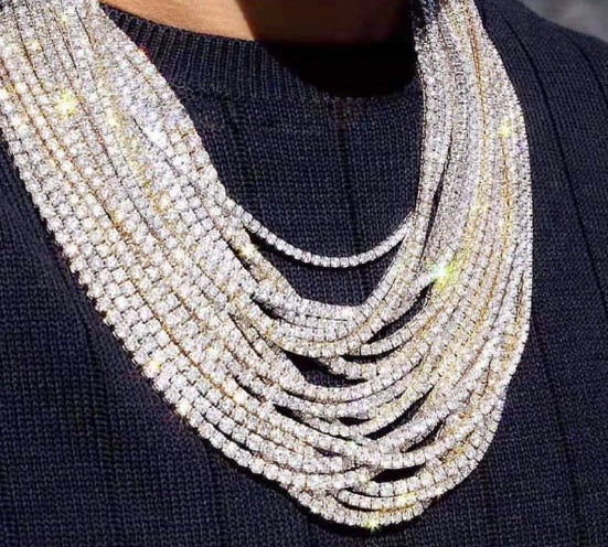 Men's tennis chain Zircon necklace clavicle chain