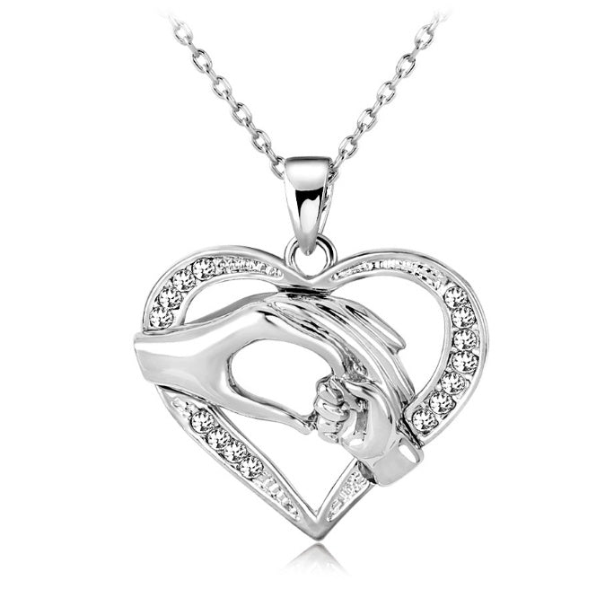 Mens 3 colors Black Chain Love Heart Necklaces for Couples Korean Ladies crystal jewelry new girls women Pendants Model - Aureate Aura
