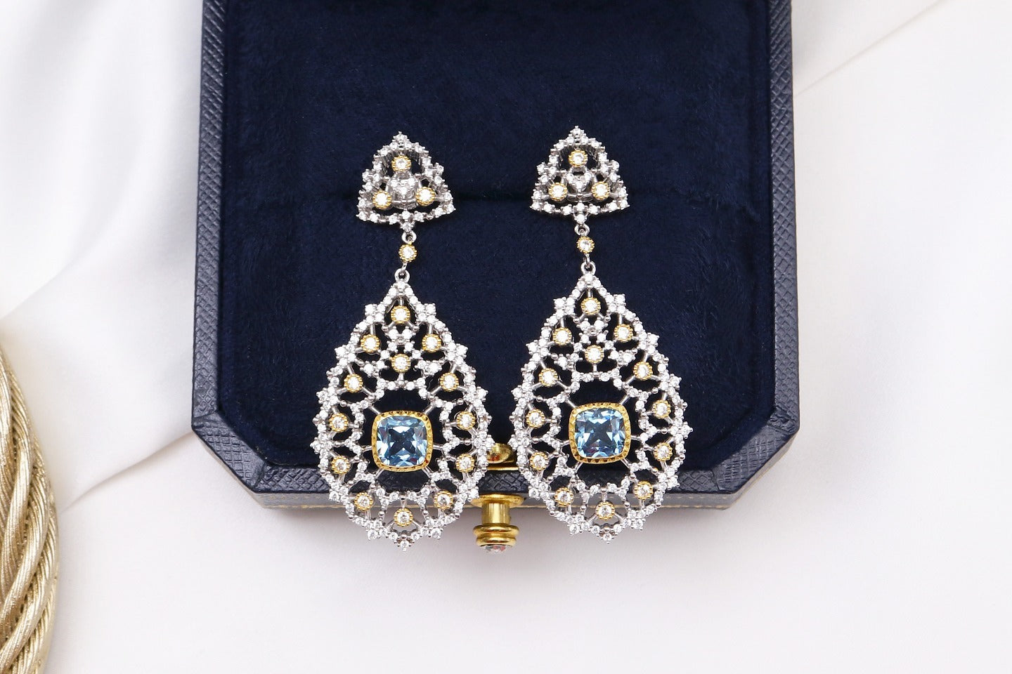 Luxury Custom 925 Silver Blue Luxury Earrings - Aureate Aura