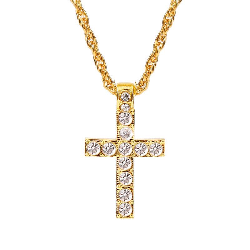 Cross Pendant Necklaces For Women Men Punk Hiphop Rope Chain On Neck Rapper Jewelry - Aureate Aura