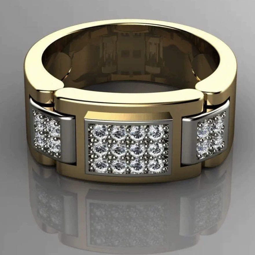Fashion Rectangular Full Diamond Men's Rings