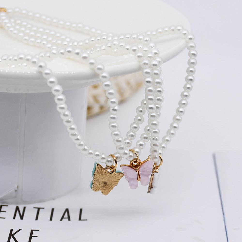 Elegant White Pearl Choker Necklace Small Round Pearl Wedding Butterfly Necklace For Women Charm Fashion Jewelry - Aureate Aura