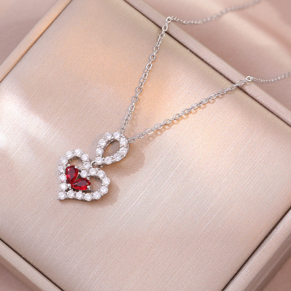 Exquisite Luxury Rhinestone Crystal Heart Pendants Necklaces For Women Party Jewelry Gifts Fashion Jewelry - Aureate Aura