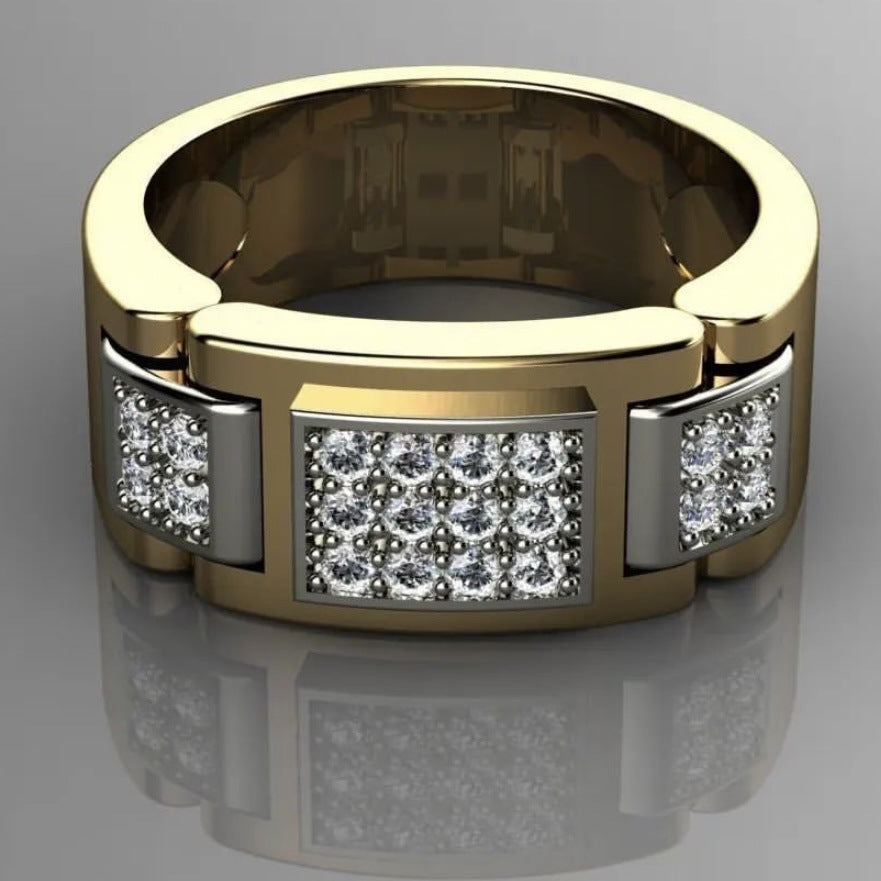 Fashion Rectangular Full Diamond Men's Rings