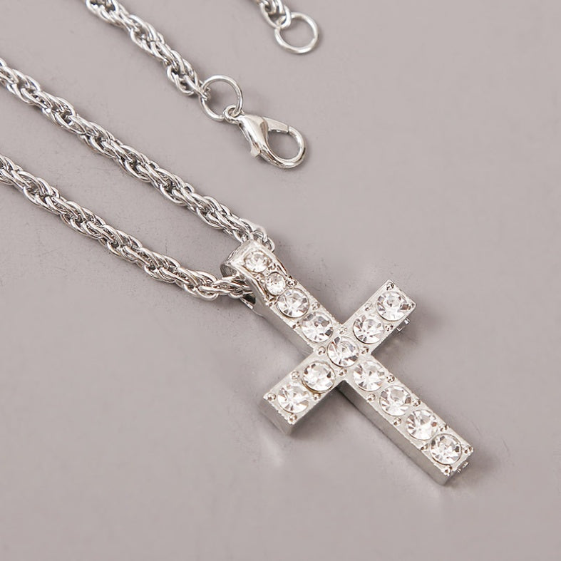 Cross Pendant Necklaces For Women Men Punk Hiphop Rope Chain On Neck Rapper Jewelry - Aureate Aura