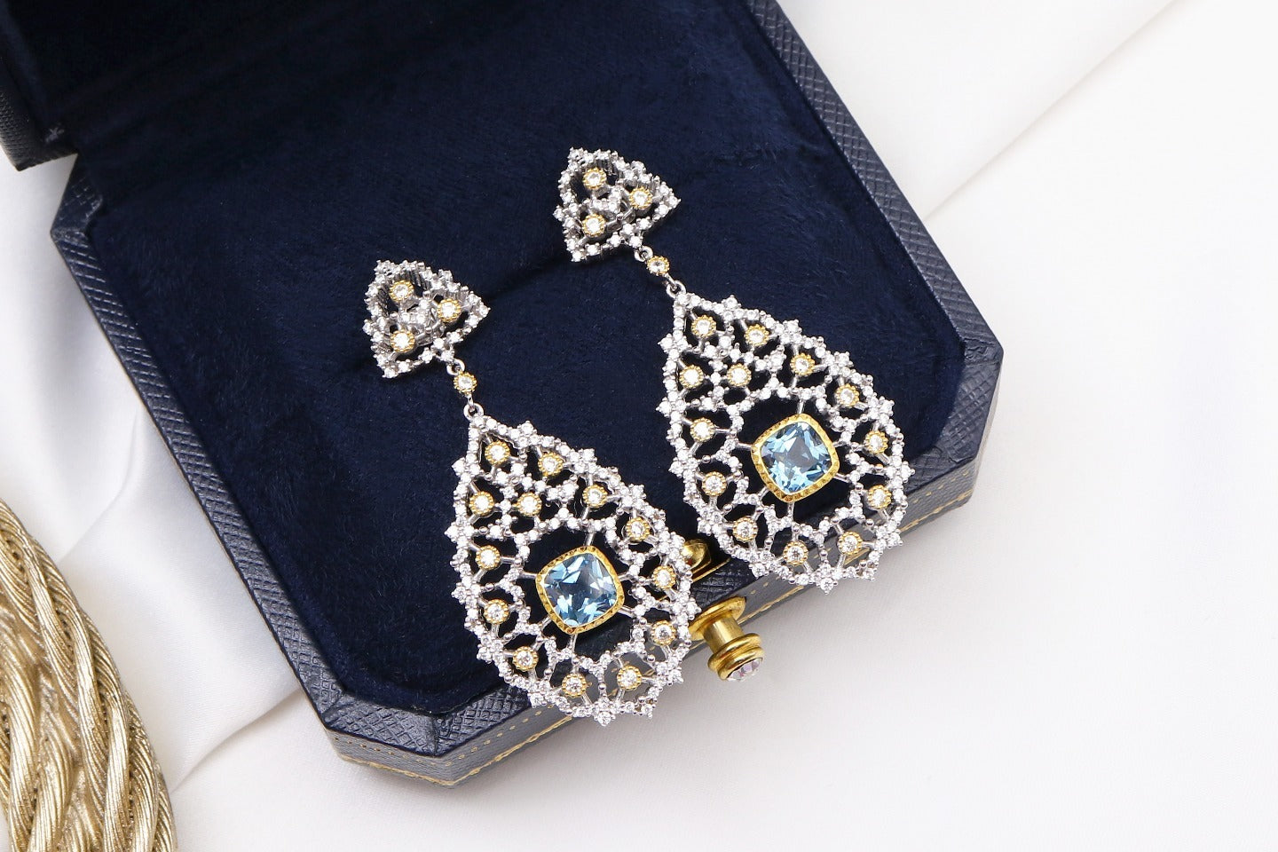 Luxury Custom 925 Silver Blue Luxury Earrings - Aureate Aura