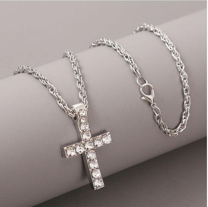 Cross Pendant Necklaces For Women Men Punk Hiphop Rope Chain On Neck Rapper Jewelry - Aureate Aura