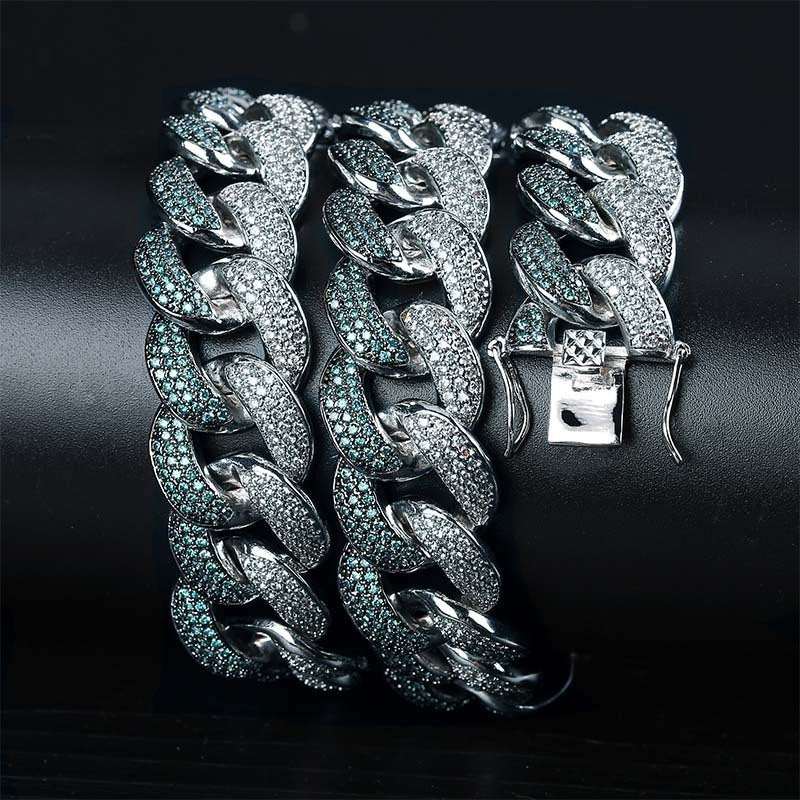 Emerald color men's large Cuban chain - Aureate Aura