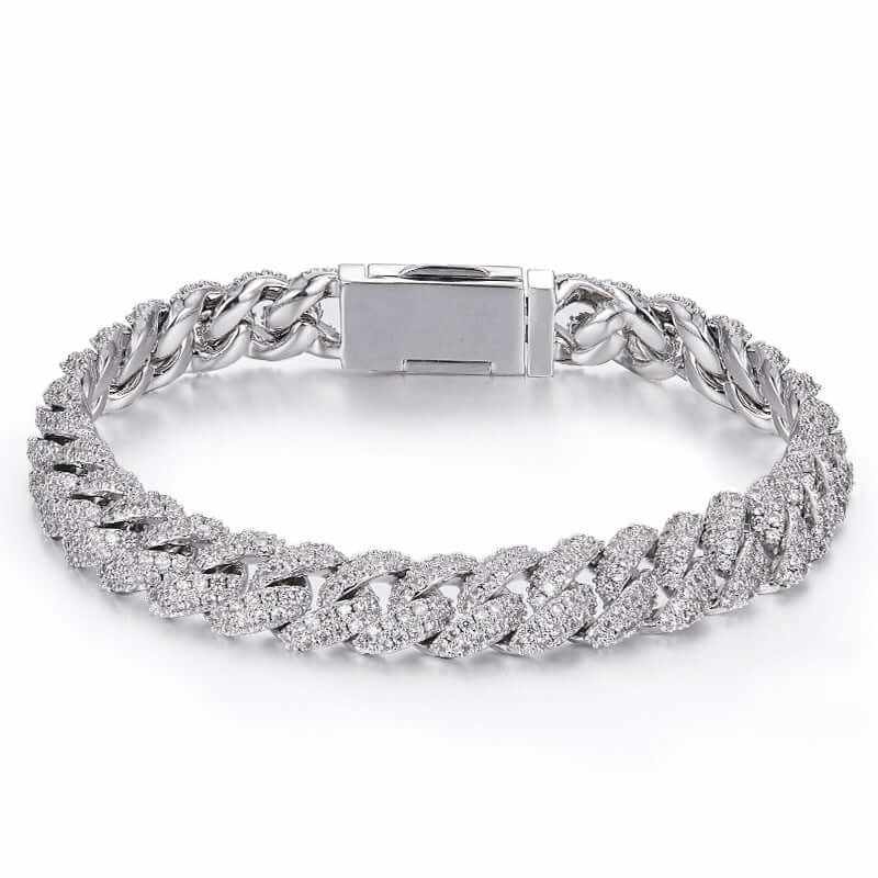 Silver Cuban Bracelet Or Necklace With Moissanite Diamonds - Aureate Aura