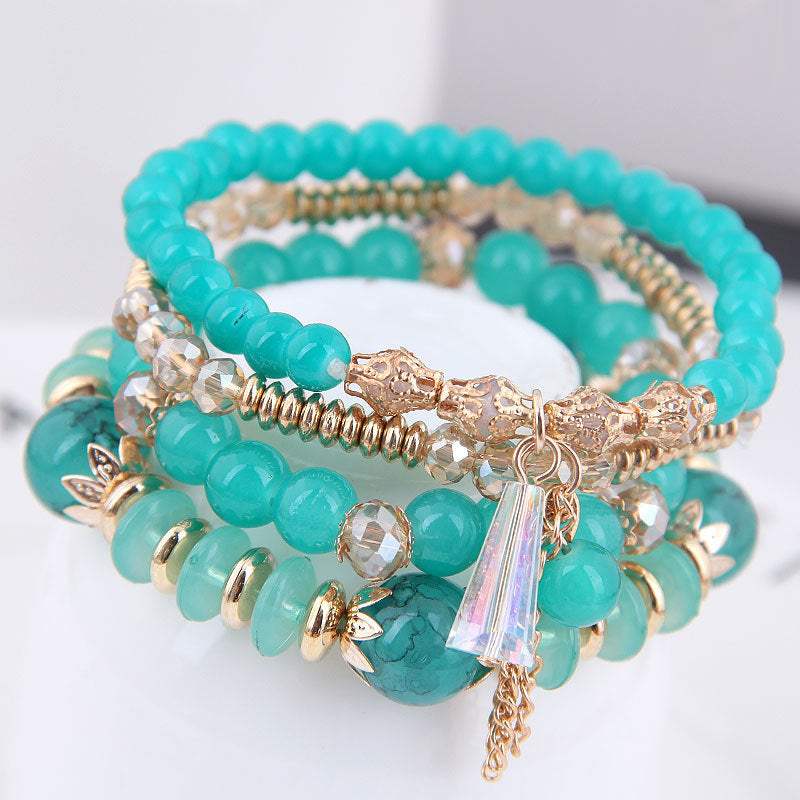 Bohemian Multilayer Multicolor Acrylic Beads Bracelet New Ethnic Strands Bracelets Bangles For Women Gift Pulseras Mujer - Aureate Aura