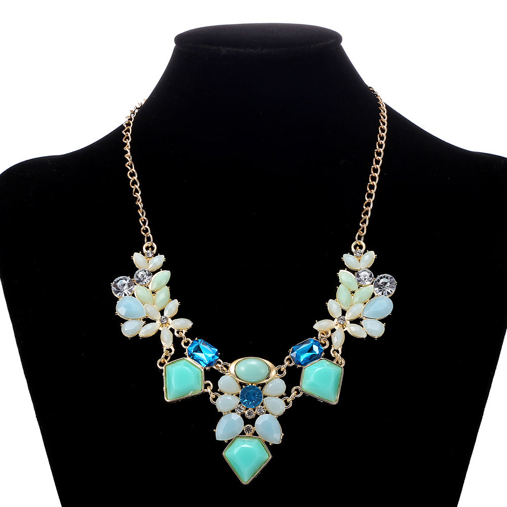 New Arrival Resin Fashion Colorful Cute Charm Gem Flower Choker Necklaces & Pendants Fashion Jewelry Woman Gift Summer style - Aureate Aura