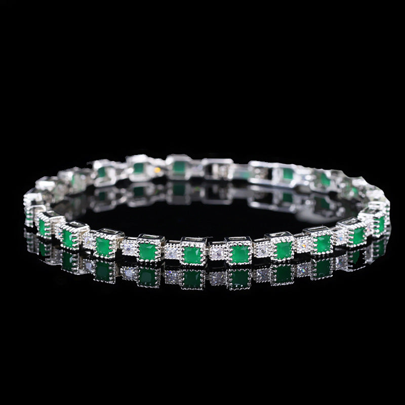 CWWZircons New Fashion Wedding Party Jewelry Perfect Princess Cut Multi Color Cubic Zirconia Bracelets Bangles For Women CB093 - Aureate Aura