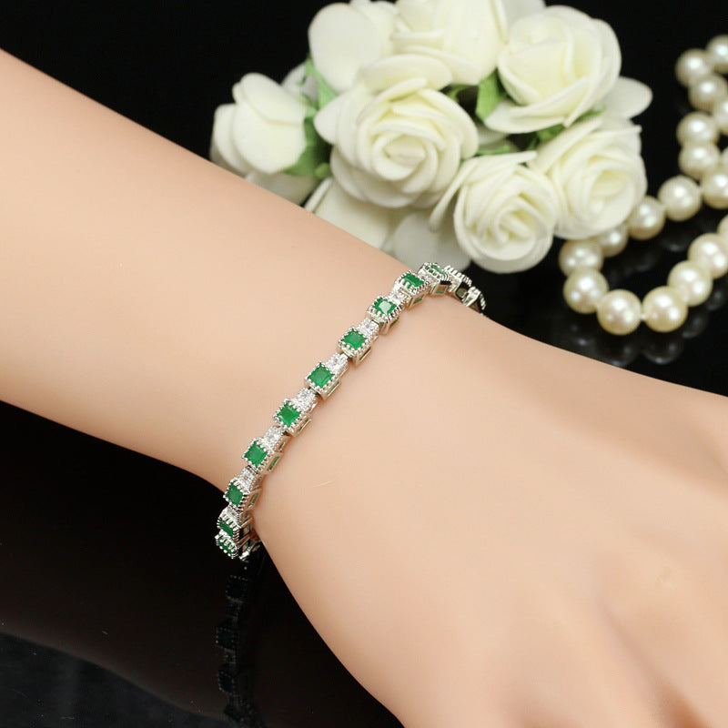 CWWZircons New Fashion Wedding Party Jewelry Perfect Princess Cut Multi Color Cubic Zirconia Bracelets Bangles For Women CB093 - Aureate Aura