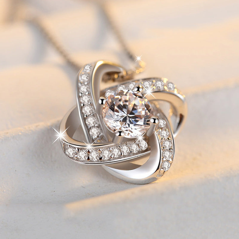 925 Sterling Silver Necklace For Women Forever Heart AAA Zircon Mosaic Necklaces & Pendants Gift - Aureate Aura