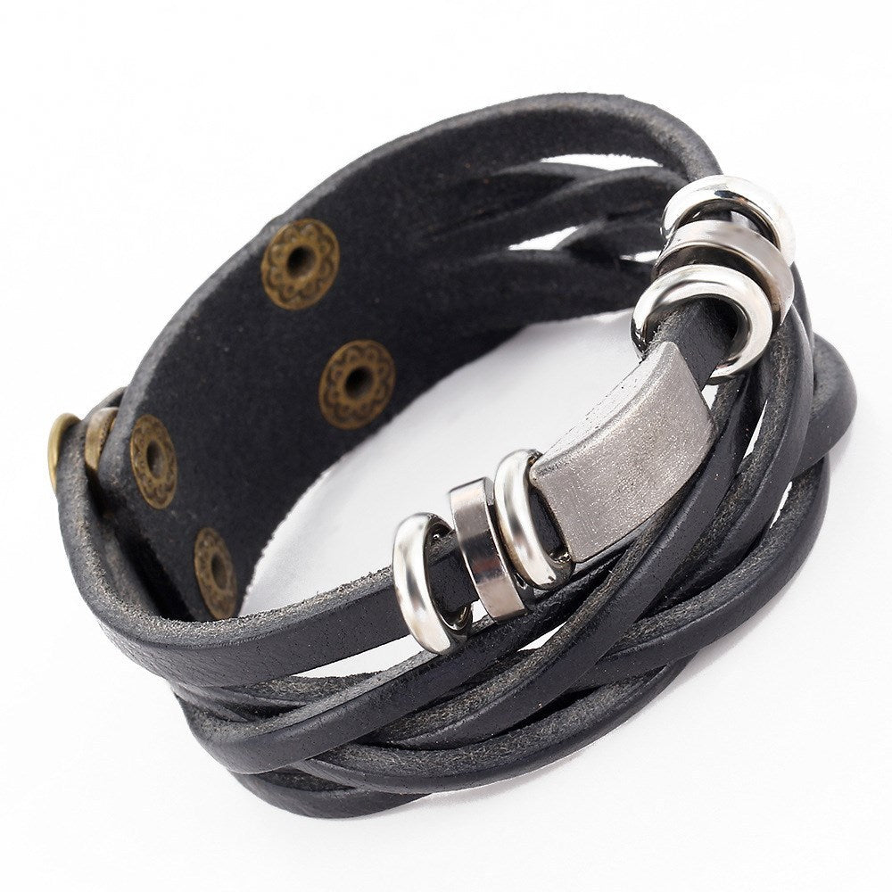 Man bracelets bangles multilayer braided wristband men - Aureate Aura