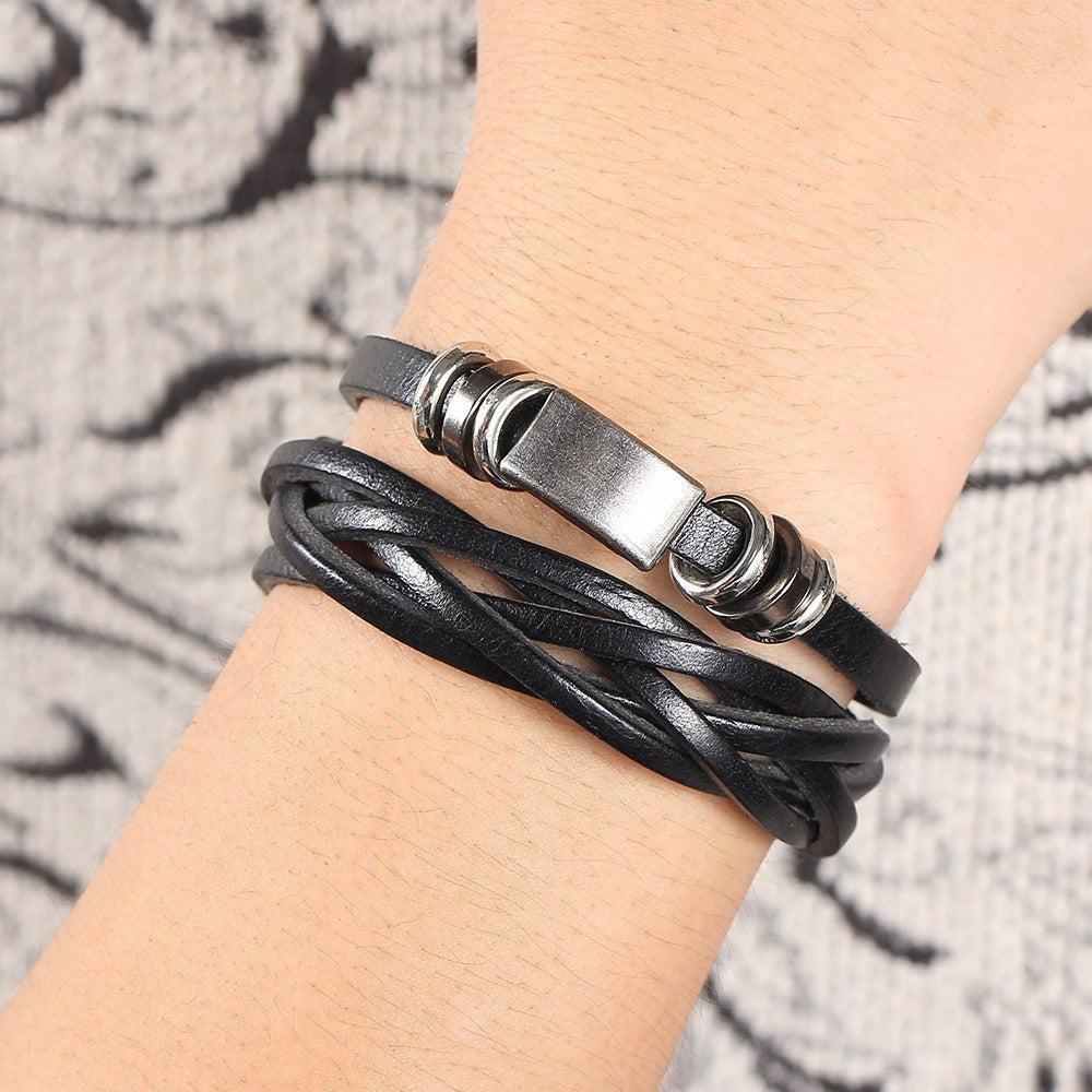 Man bracelets bangles multilayer braided wristband men - Aureate Aura