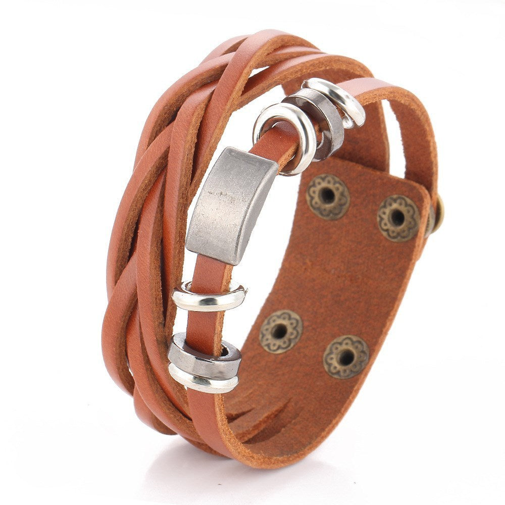 Man bracelets bangles multilayer braided wristband men - Aureate Aura