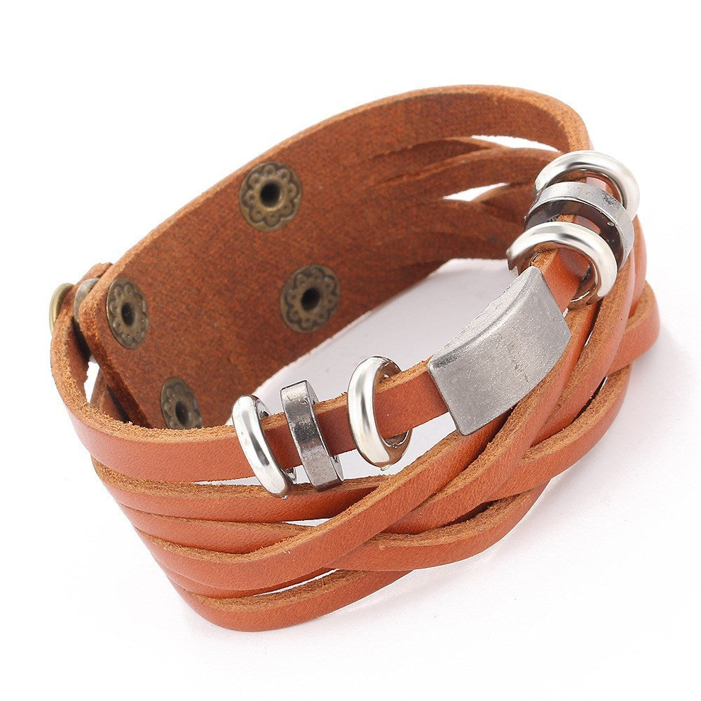 Man bracelets bangles multilayer braided wristband men - Aureate Aura