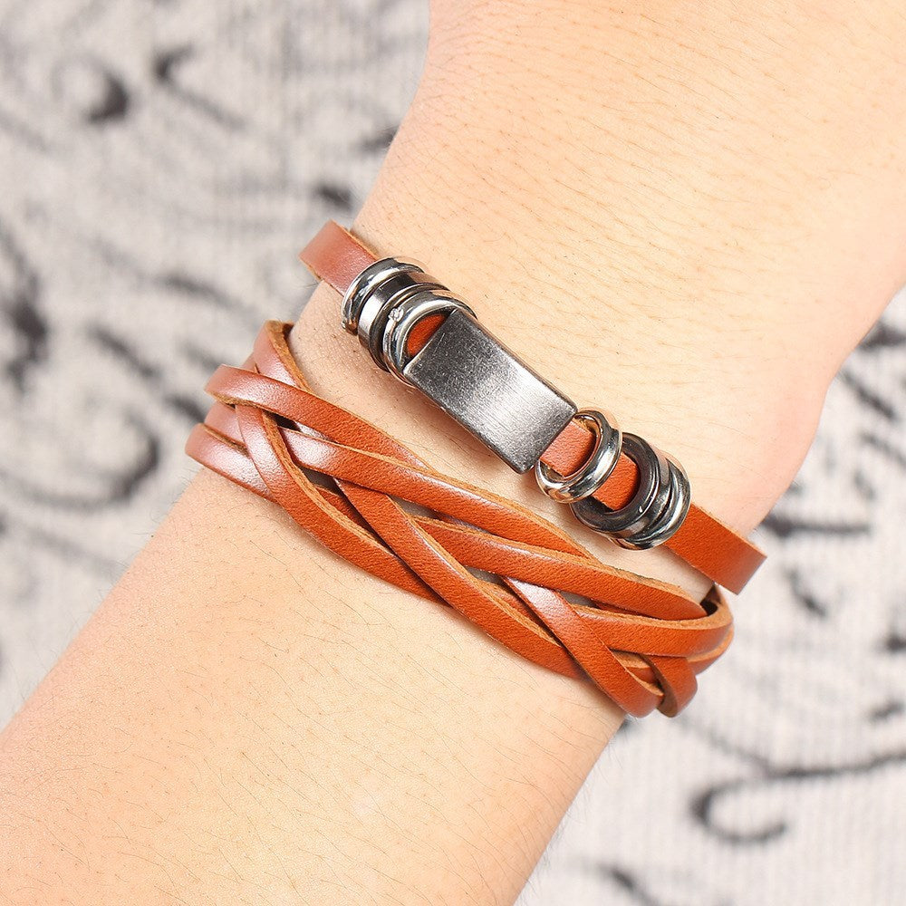 Man bracelets bangles multilayer braided wristband men - Aureate Aura