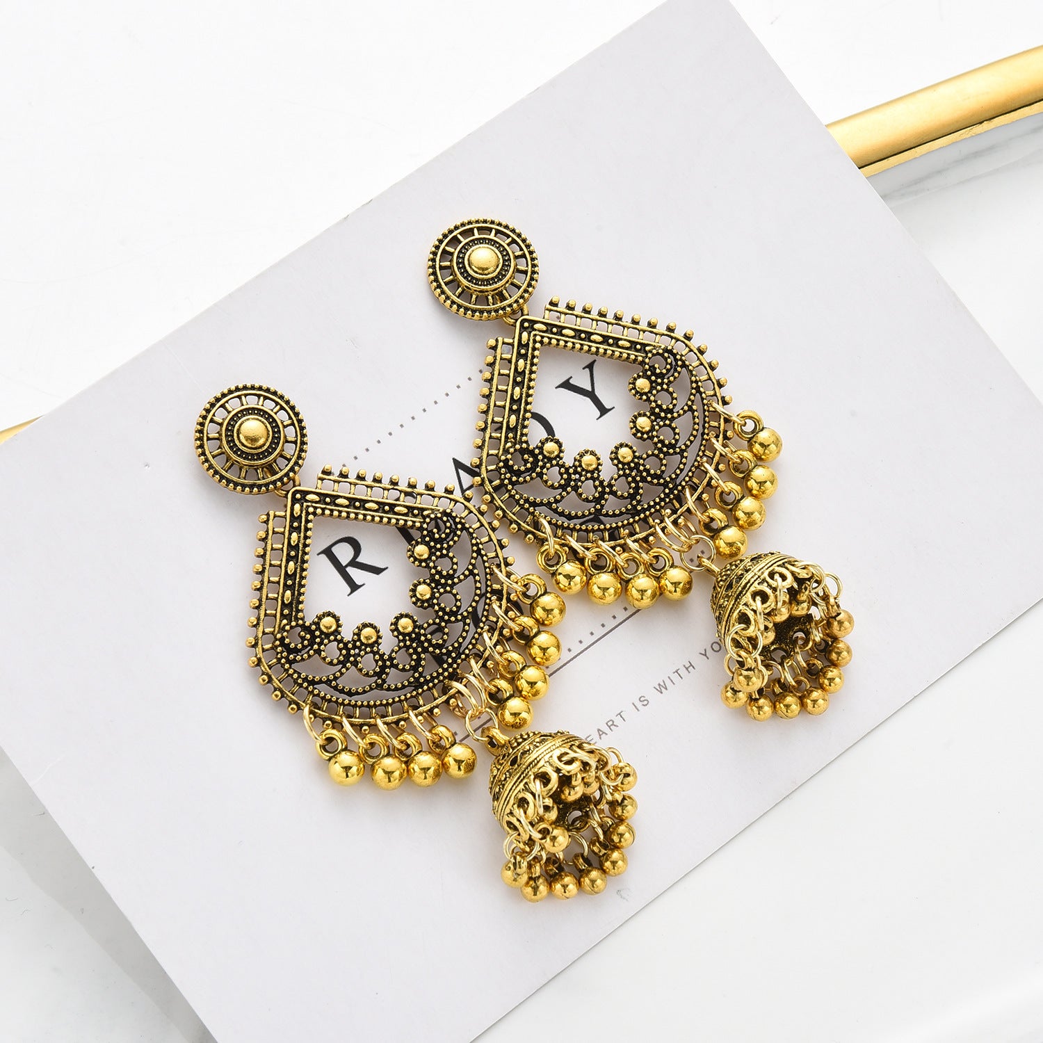 Bell Tassel Earrings Diamond Lens Earrings Vintage Earrings Bell Earrings Earrings - Aureate Aura