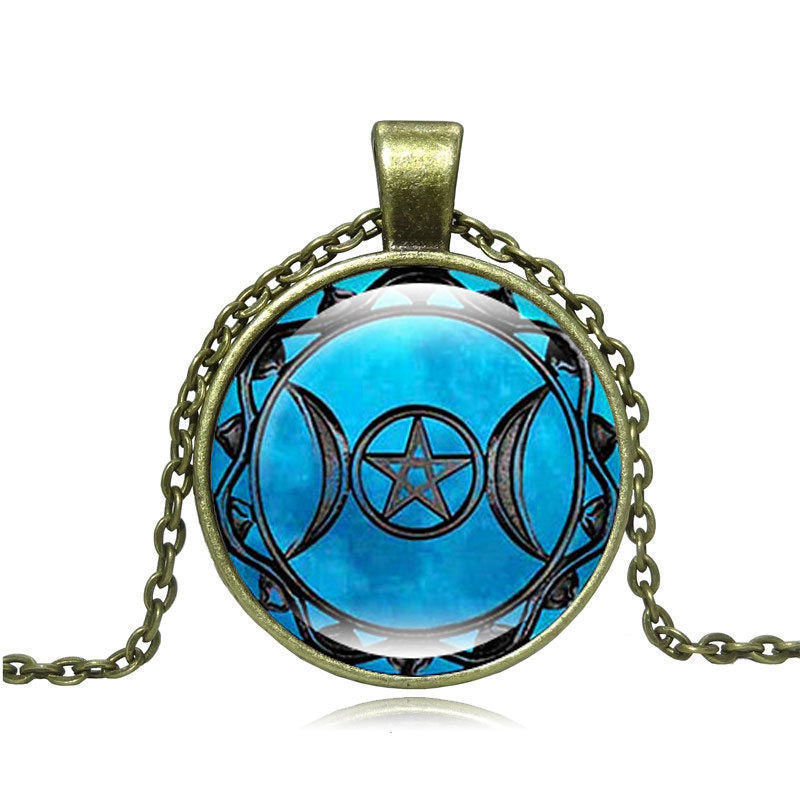 Triple Moon Goddess Pendants Triple Moon Goddess Necklaces Horoscope Vintage Chain Choker Statement Necklace Women Jewelry HZ1 - Aureate Aura