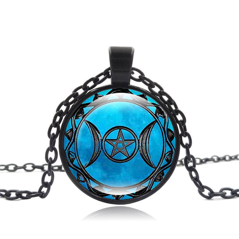 Triple Moon Goddess Pendants Triple Moon Goddess Necklaces Horoscope Vintage Chain Choker Statement Necklace Women Jewelry HZ1 - Aureate Aura