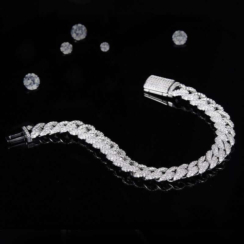 Silver Cuban Bracelet Or Necklace With Moissanite Diamonds - Aureate Aura