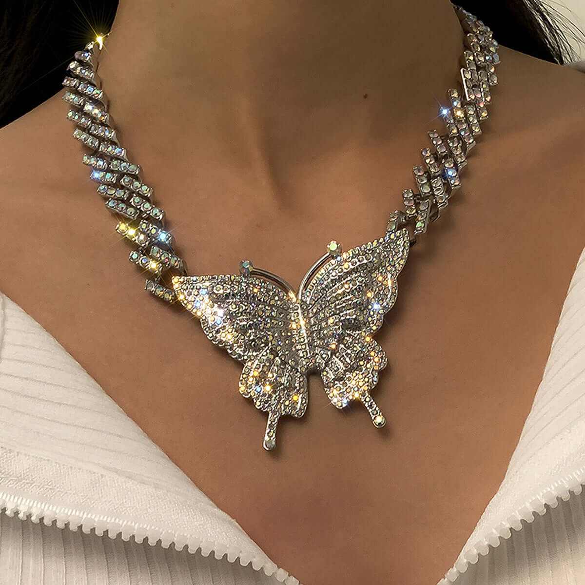 Hip-hop Full Diamond Cuban Buckle Chain Necklace - Aureate Aura