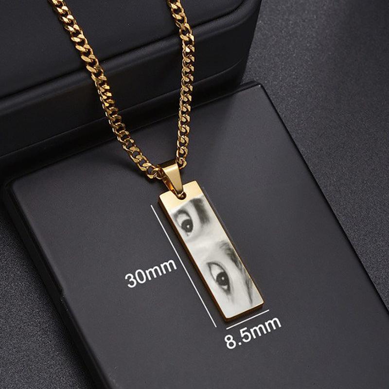 Custom Eyes Photo Necklace Stainless Stee Customized Engrave Eye Necklaces Personalized Picture Name Necklace For Women Kids - Aureate Aura