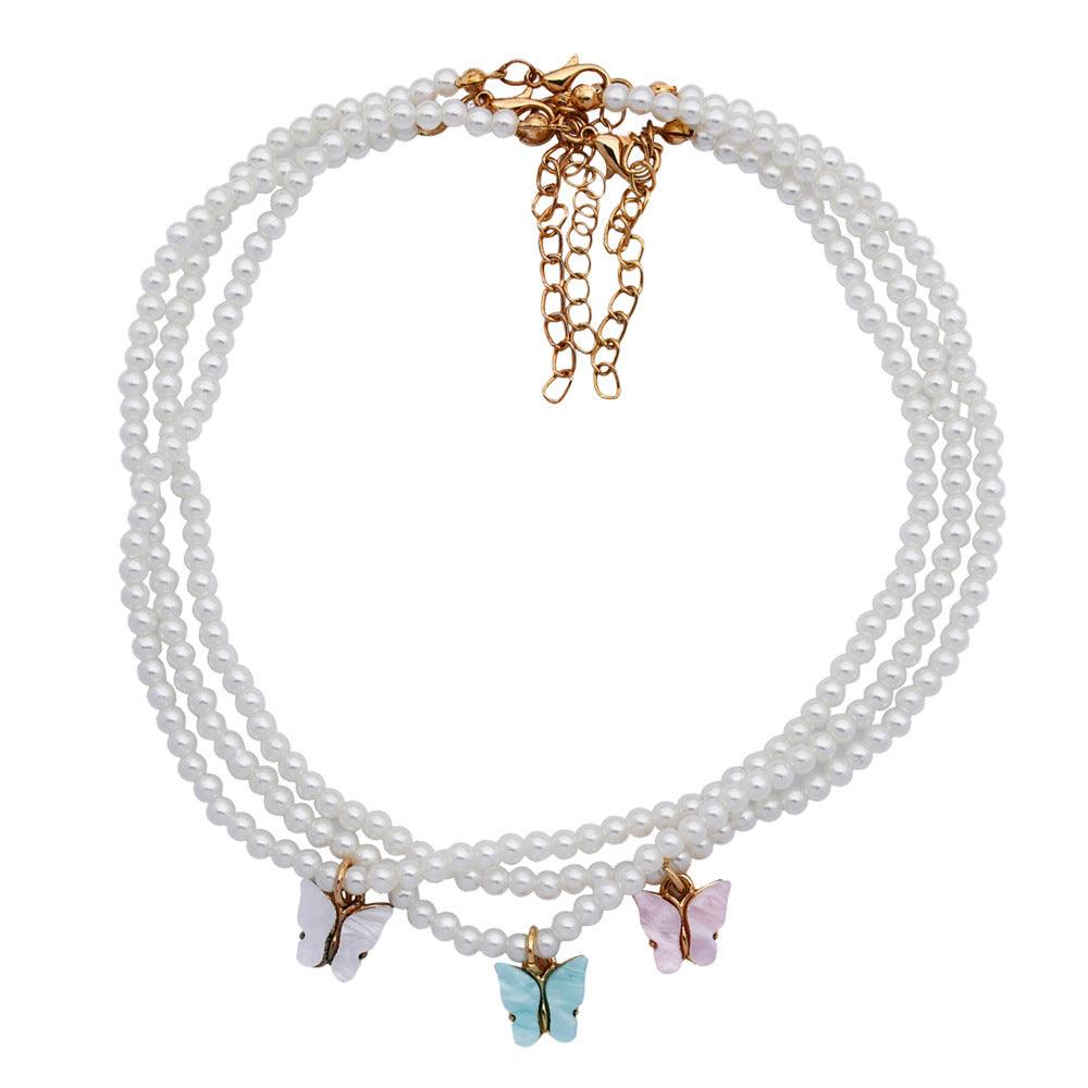 Elegant White Pearl Choker Necklace Small Round Pearl Wedding Butterfly Necklace For Women Charm Fashion Jewelry - Aureate Aura