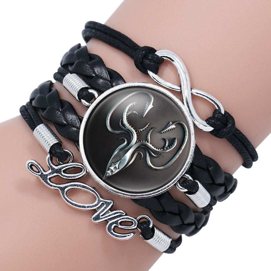 Game Of Throne Bracelet House Stark Wolf Head Infinity Glass Cabochon Bracelets Bangles WINTER COMING Wrap Bracelet - Aureate Aura