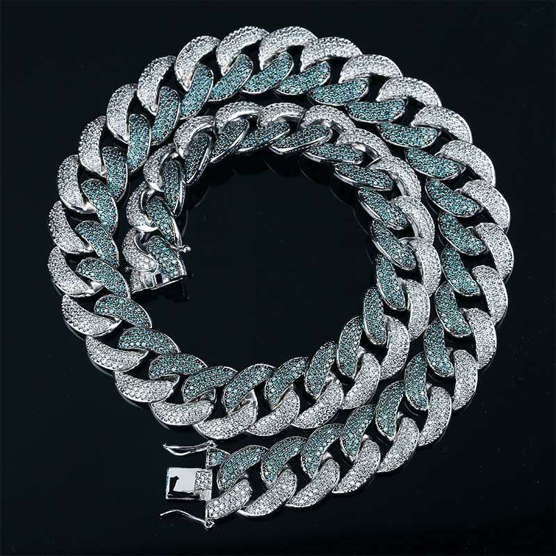Emerald color men's large Cuban chain - Aureate Aura