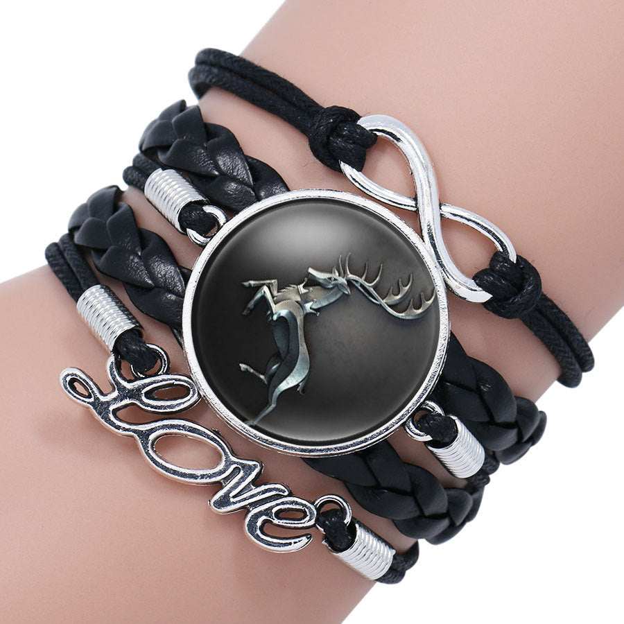 Game Of Throne Bracelet House Stark Wolf Head Infinity Glass Cabochon Bracelets Bangles WINTER COMING Wrap Bracelet - Aureate Aura