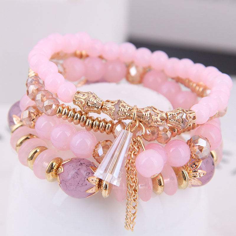 Bohemian Multilayer Multicolor Acrylic Beads Bracelet New Ethnic Strands Bracelets Bangles For Women Gift Pulseras Mujer - Aureate Aura