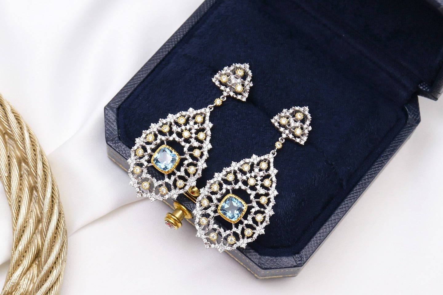 Luxury Custom 925 Silver Blue Luxury Earrings - Aureate Aura