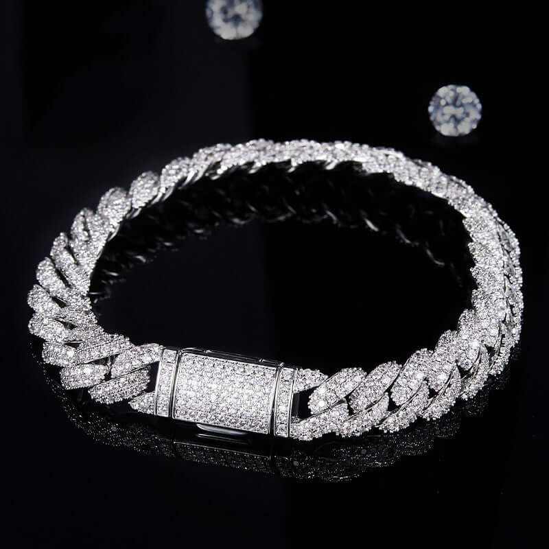 Silver Cuban Bracelet Or Necklace With Moissanite Diamonds - Aureate Aura