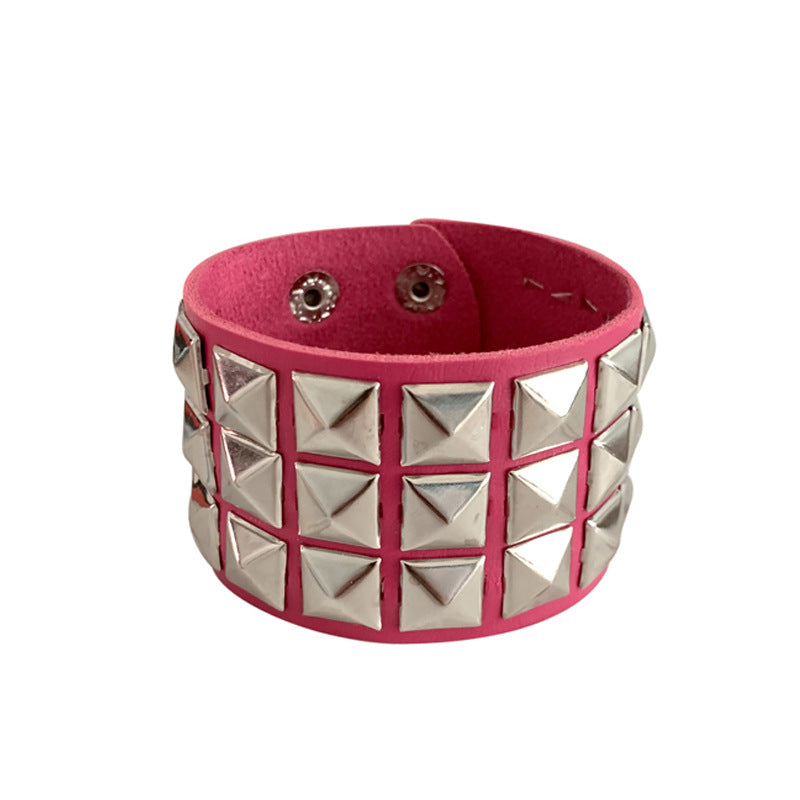 Three-row Rivet Square Bracelet