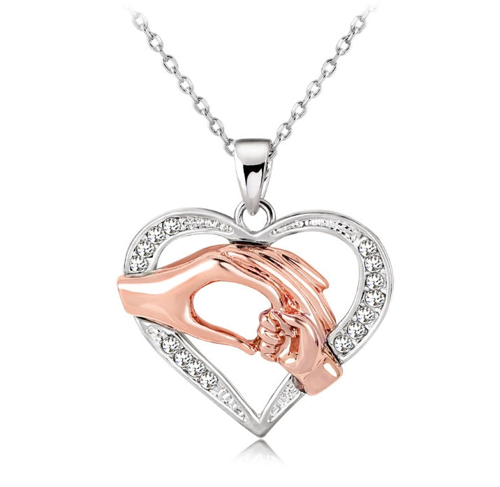 Mens 3 colors Black Chain Love Heart Necklaces for Couples Korean Ladies crystal jewelry new girls women Pendants Model - Aureate Aura