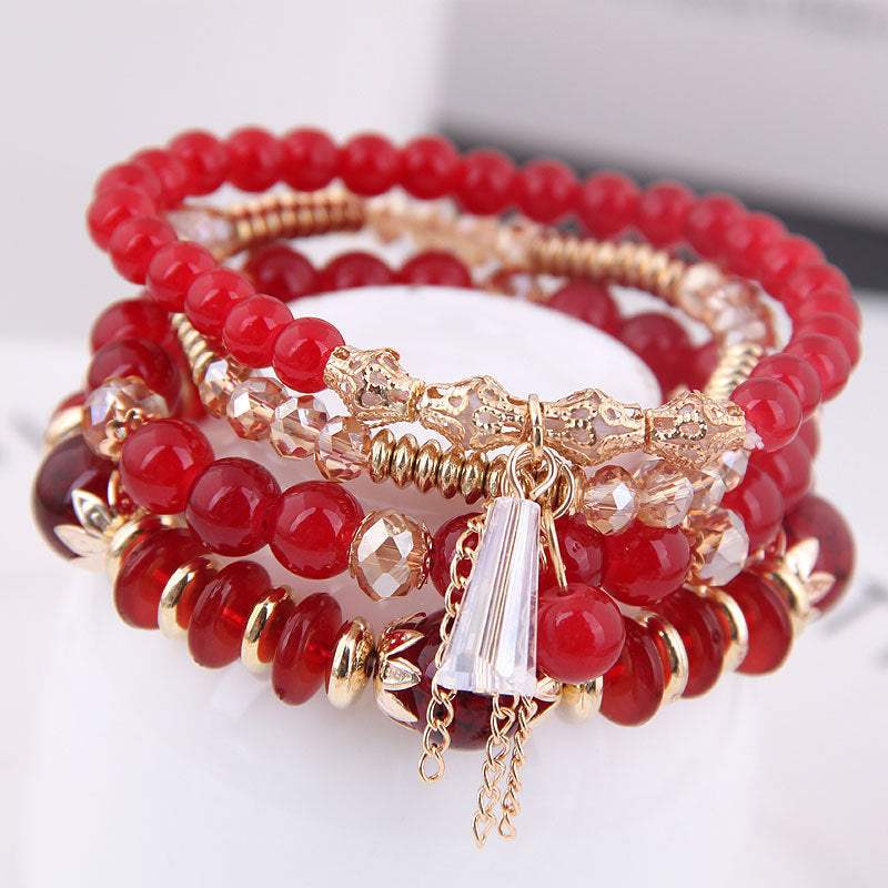 Bohemian Multilayer Multicolor Acrylic Beads Bracelet New Ethnic Strands Bracelets Bangles For Women Gift Pulseras Mujer - Aureate Aura