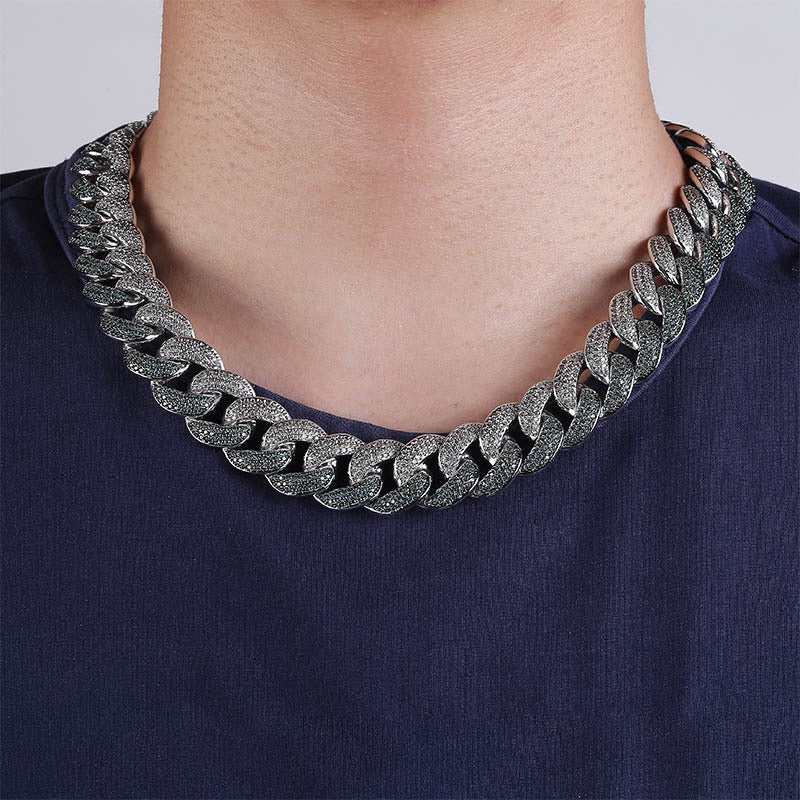 Emerald color men's large Cuban chain - Aureate Aura