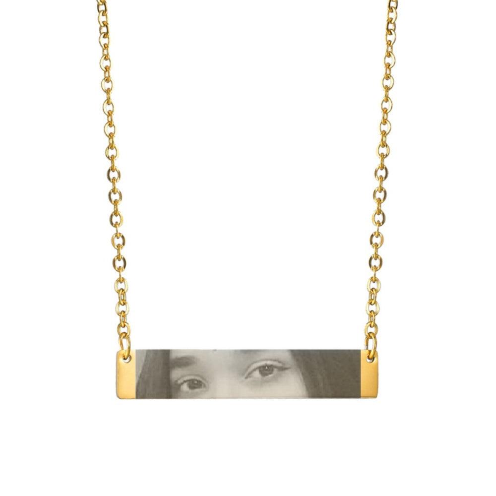 Custom Eyes Photo Necklace Stainless Stee Customized Engrave Eye Necklaces Personalized Picture Name Necklace For Women Kids - Aureate Aura